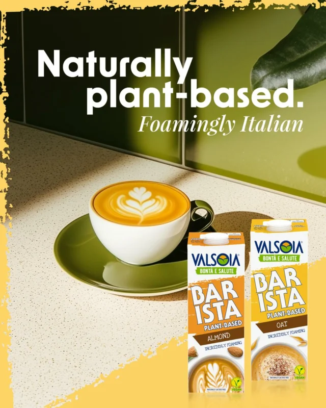 Naturally plant-based. Foamingly Italian 🇮🇹✨​
​
Bring the taste of Italian café culture to your home – silky smooth, rich foam and 100% plant-based. ☕​
​
Choose between almond or oat and elevate your coffee moments the Valsoia way.​